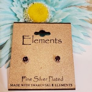 ELEMENTS SWAROVSKI CRYSTAL PURPLE STUD EARRINGS